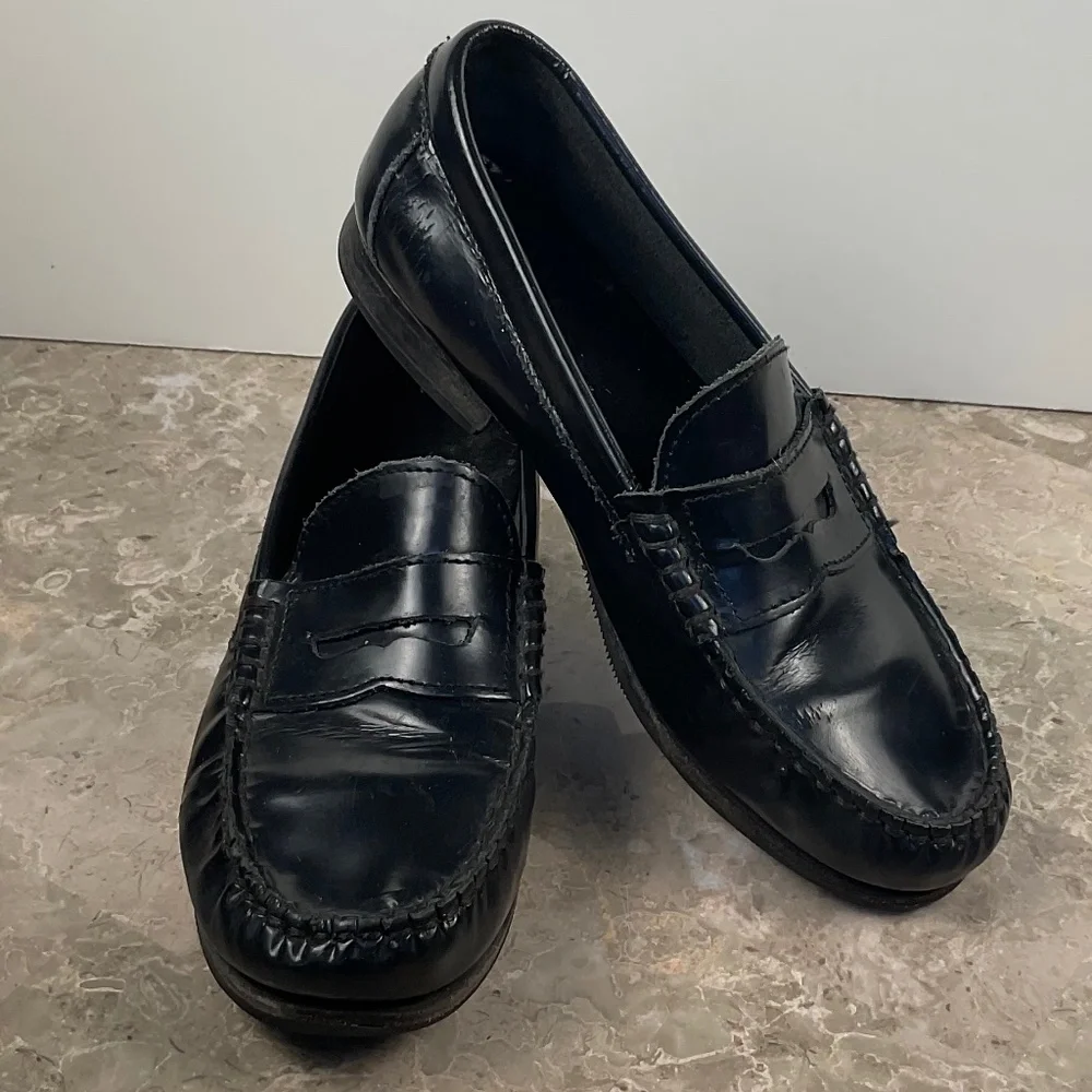 Navy Start Rite Leather Penny Loafers Size 2.5